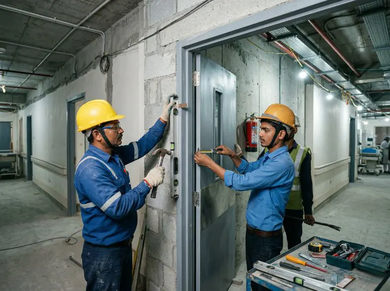Kor India Fire Rated Doors Installation In Delhi Hospital